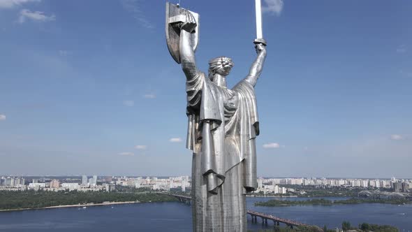 Kyiv, Ukraine: Aerial View of the Motherland Monument.