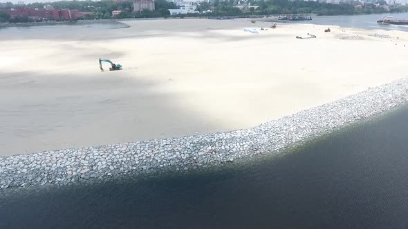 Aerial View Of Reclamation . South East Asia, Johor Bahru, Malaysia