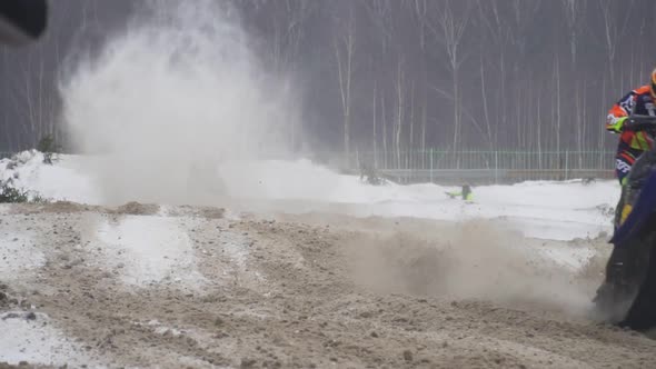 Snowmobile Races in the Winter Season, Russia. Championship on Snowmobiles