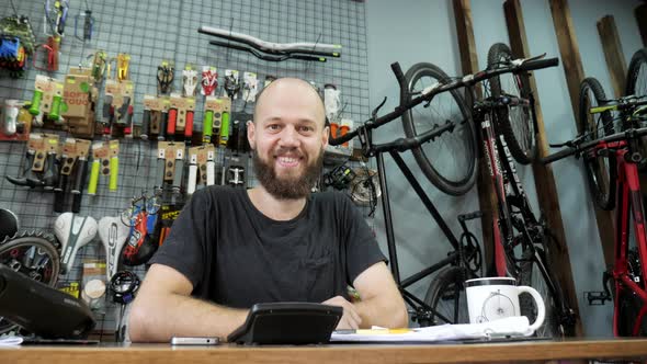 Man in a bicycle shop