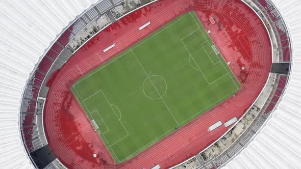 verhead Drone Shot of Gelora Bung Karno Stadium, Rotating Zoom Out. Jakarta - Indonesia