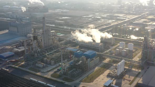 chemical plant in city