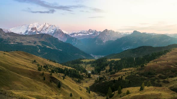 Day to Night Time Lapse of Dolomites mountain