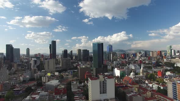 Aerial Panoramic View of the Skyline in Paseo de la Reforma, CDMX