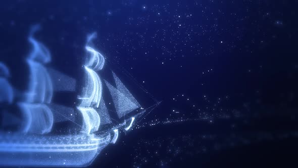 Sailing Ship in Space with Stars