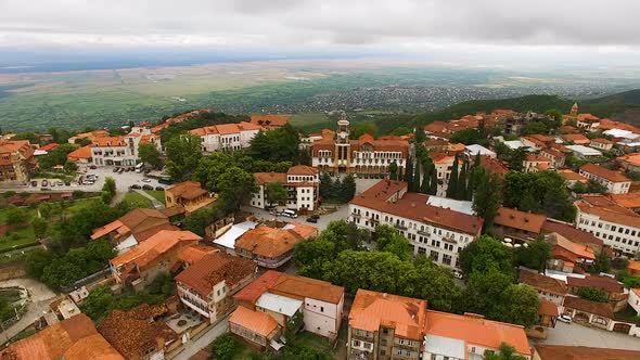 Tourism in Georgia Aerial View of Sighnaghi Town and Alazani Valley