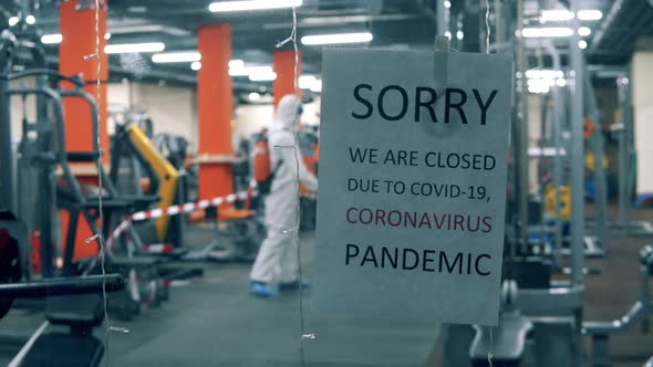 Closed Fitness Center Is Getting Sanitized During Quarantine