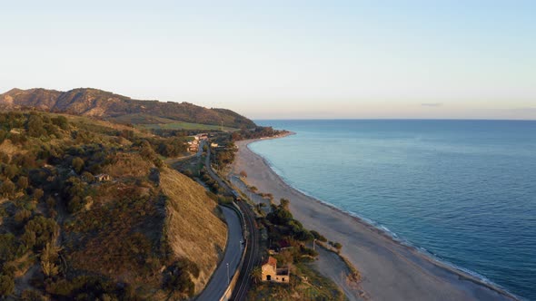 Train passing near the coast 