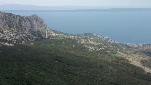 High Rocky Mountains Against the Backdrop of the Extremely Beautiful Sea Coast of Croatia