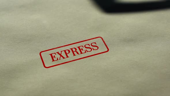 Express Seal Stamped on Blank Paper Background, Fast Delivery Service, Customer