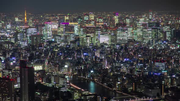 Night Aerial Cityscape Tokyo Metropolis Sight