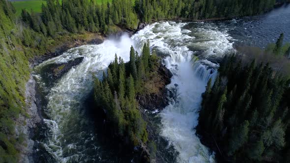 Ristafallet Waterfall in the Western Part of Jamtland