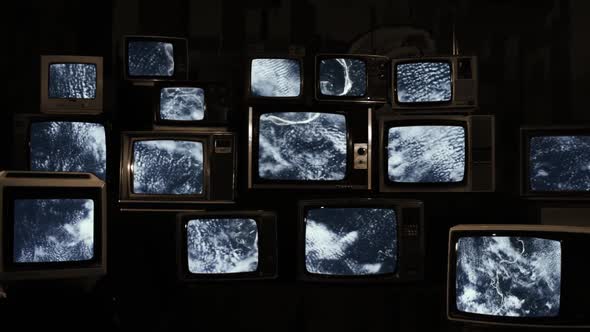 Amazonia Region in South America from Space and On Retro TVs.