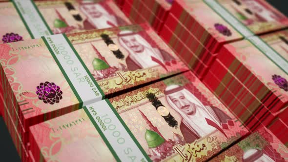 Saudi Arabia Riyal money banknotes pack seamless loop