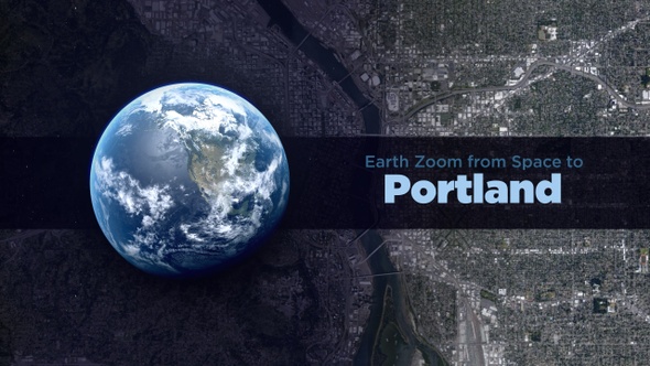 Portland (Oregon, USA) Earth Zoom to the City from Space