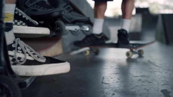 Tired Athlete Relaxing After Training at Skate Park