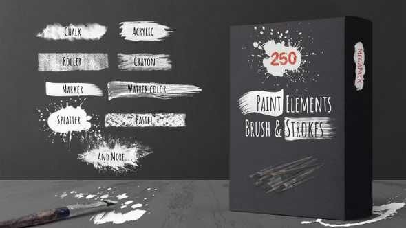 250 Paint Matte Elements, Brush & Strokes
