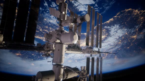 Earth and Outer Space Station Iss