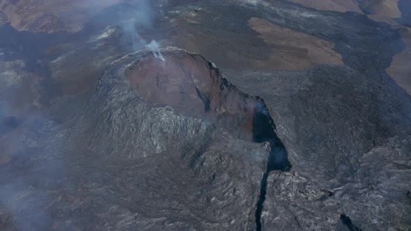 Fagradalsfjall Cone Volcanic Fissure Eruption Fumes Gases Release