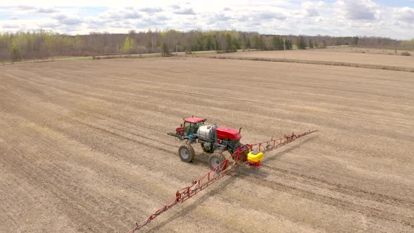 tractor crop dusting close up rotating view