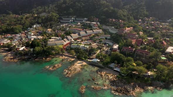 Drone Flight Over the Jungle and Sea