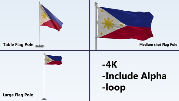 Philippines Flag Pole Pack 4k-Loop