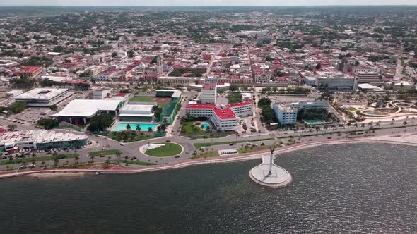 Sea view of the walled city of campcche, mexico