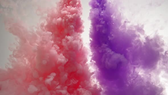 Color Paint Falls Water on White Background alt