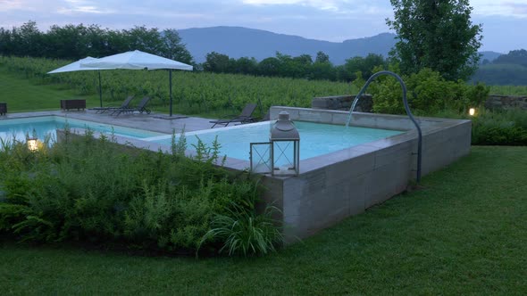 A pool and spa hot tub at a luxury resort in Italy, Europe