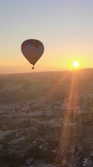 Vertical Video of Hot Air Balloons Flying in the Sky Over Cappadocia Turkey