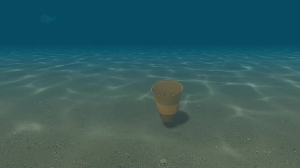 Marine Ocean Plastic Cup Garbage Debris Underwater Ecology Problem