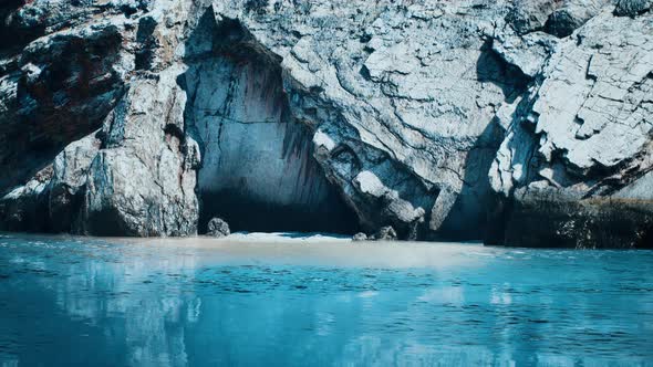 Coastal View of a Sand Beach with Cliffs