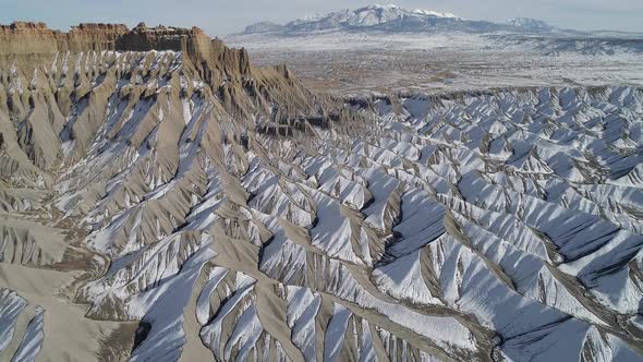 Aerial view of the vast rugged desert landscape in Utah