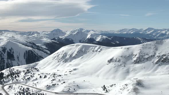 Aerial views of mountain peaks from Loveland Pass, Colorado