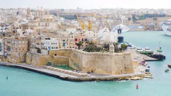 View of Fort Sant'Angelo on the island of Malta on sunny warm day