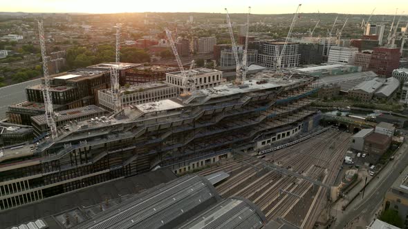 Aerial Video Industrial Construction Kings Blvd London Uk