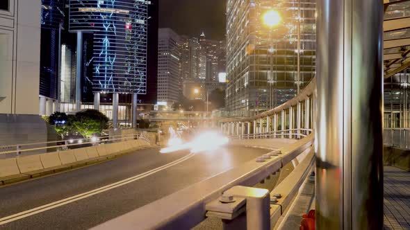 Time Lapse of cars on a busy street in Hong Kong