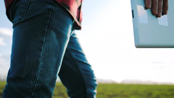 Smart Agriculture Technology Farmer Holding Tablet with Smart Technology