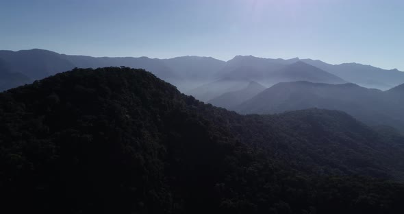 Drone shot revealing mountains in Serra do Mar, Brazil, Sao Paulo and Rio de Janeiro