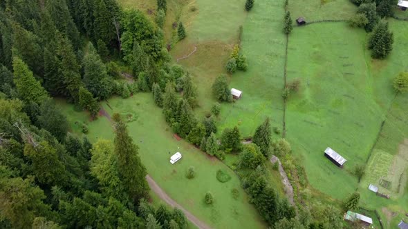 Wild Camping Area In Mountains, Aerial View