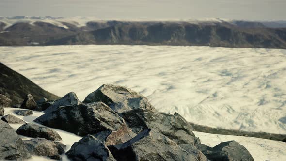 Rocks Covered in Snow at Winter