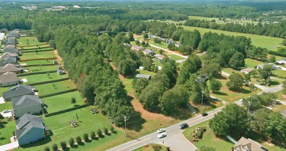 Panorama View Residential Neighborhood District in American Town in Boiling Springs SC US