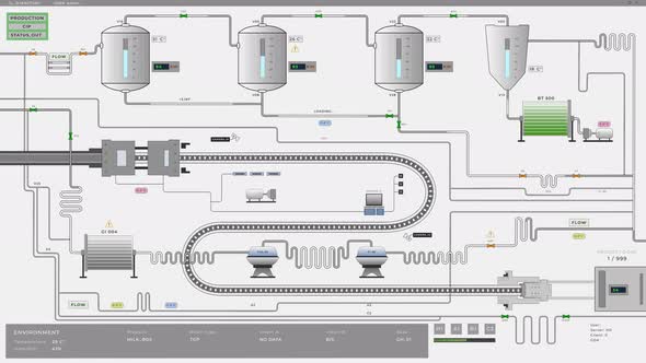 Modern Software Interface Managing Production Process At Industrial Plant