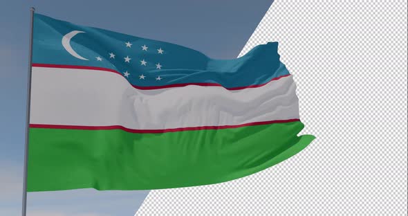 flag Uzbekistan patriotism national freedom, seamless loop, alpha channel