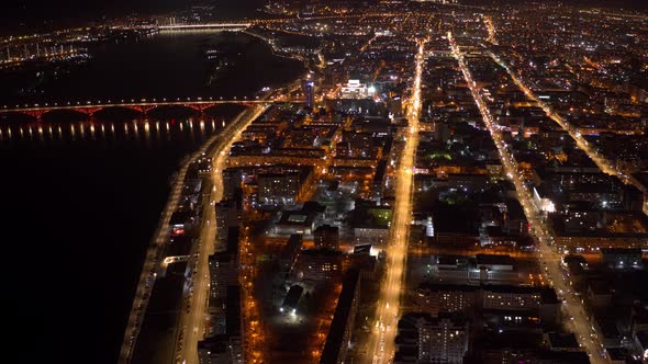 Traffic of the Night Metropolis Drone Hyperlapse