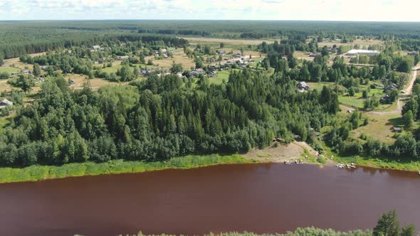 Flying Over a Russian Village on a Drone