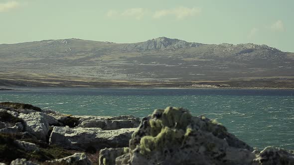 A Rocky Cliff near Stanley, in the Falkland Islands (Malvinas).