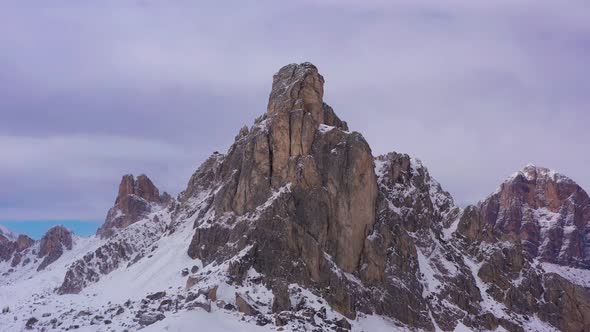 Ra Gusela Mountain Near Giau Pass in Winter