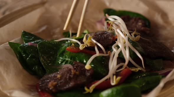 Closeup of Hot Vietnamese Beef Salad