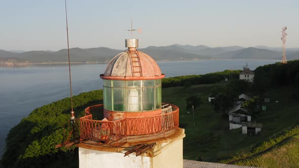 Lighthouse Baluzek on the Coast of the Sea of Japan